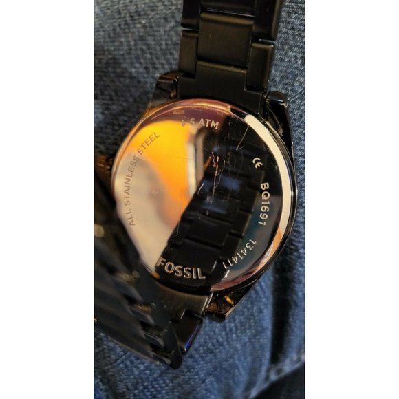 Fossil BQ1691 Caressa Pink Dial Black Ion Plated Multifunction Women's Watch - Picture 4 of 6